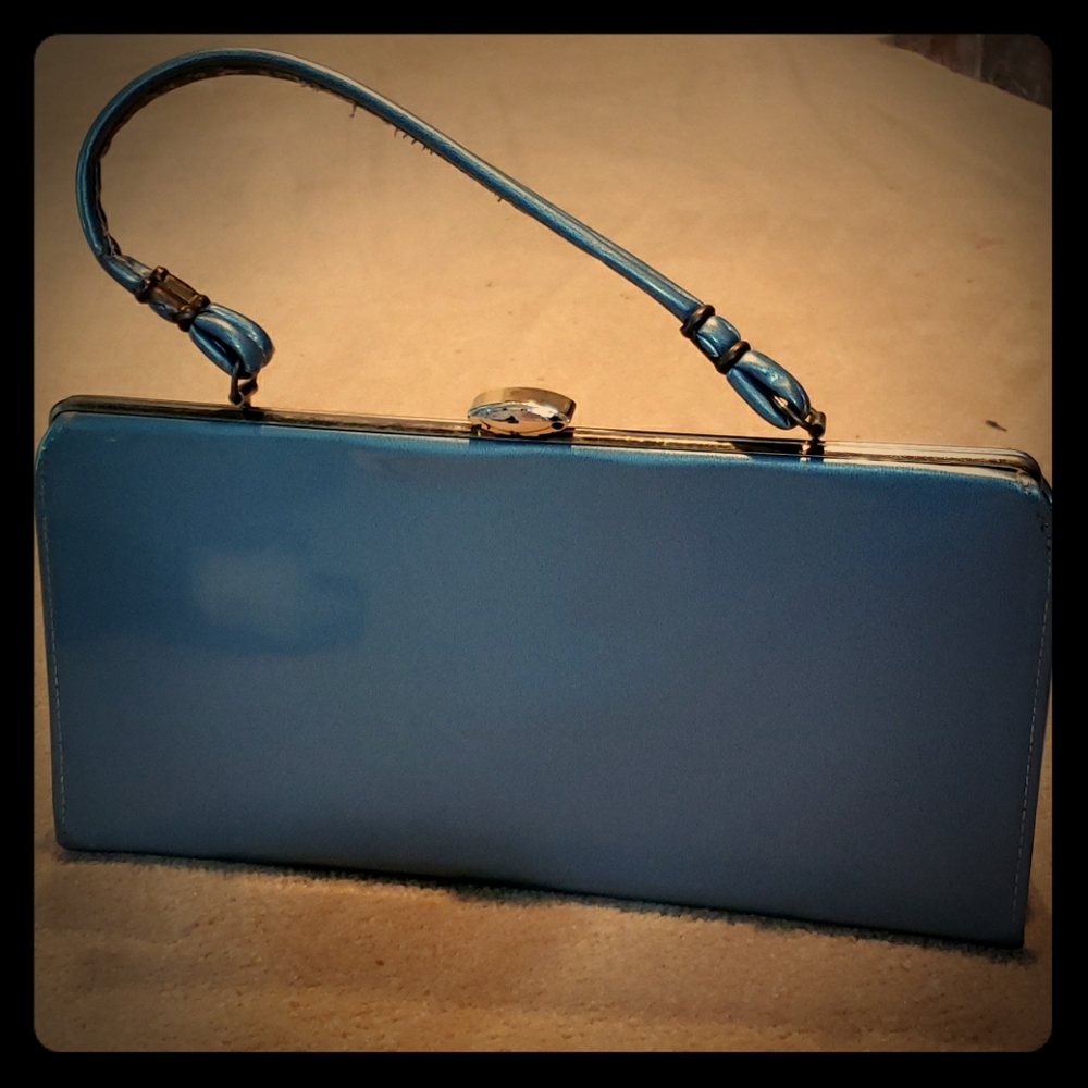Vintage metallic light blue handbag